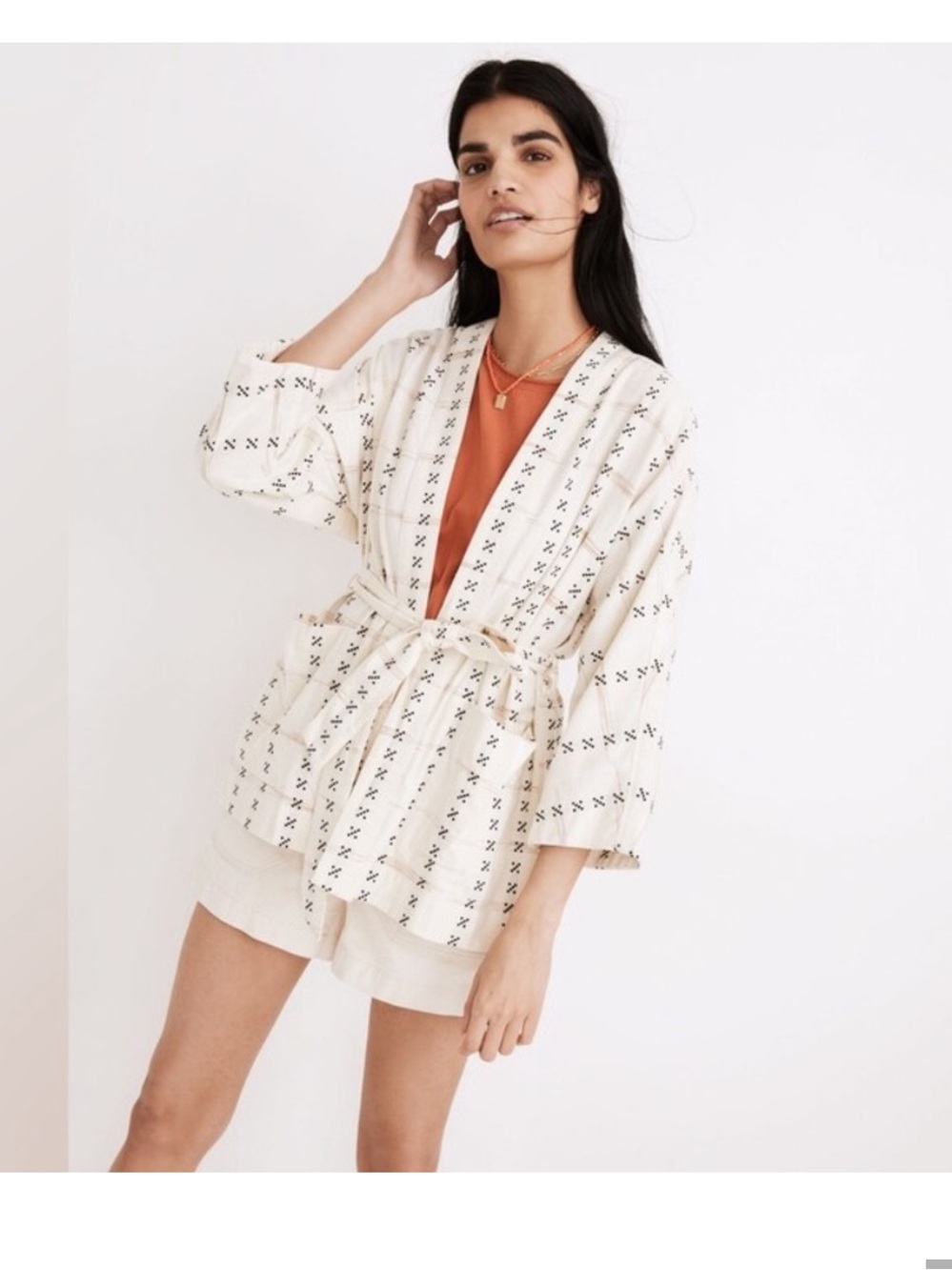 Madewell Cream Jacquard Wrap Jacket